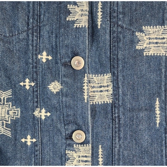 Vtg Laura Ashley Women S Denim Jacket Embroidered Southwest Jeweled 100% Cotton - Picture 3 of 13